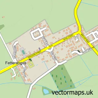 Street map sample of Fetterangus, Aberdeenshire