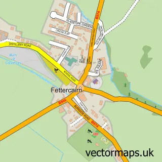 Street map sample of Fettercairn, Kincardineshire