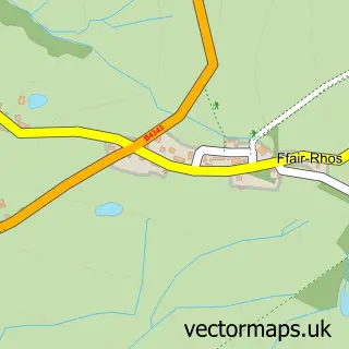 Street map sample of Ffair-rhos, Dyfed