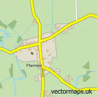 Street map sample of Ffarmers, Dyfed