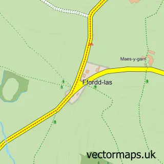 Street map sample of Ffordd-las, Powys