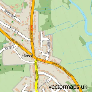 Street map sample of Fforest, Dyfed