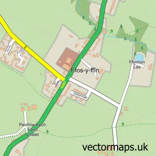 Street map sample of Ffos-y-ffin, Dyfed