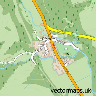 Street map sample of Ffrith, Clwyd