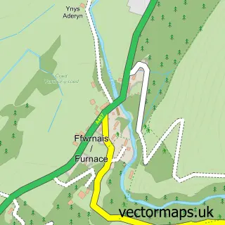 Street map sample of Ffwrnais / Furnace, Dyfed