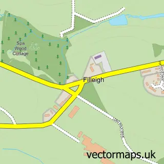 Street map sample of Filleigh, Devon