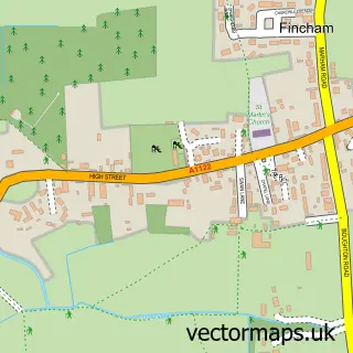 Street map sample of Fincham, Norfolk