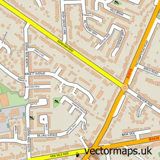 Street map sample of Finchampstead, Berkshire