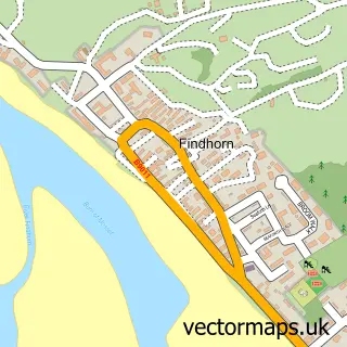 Street map sample of Findhorn, Moray