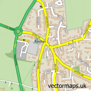 Street map sample of Findon, West Sussex