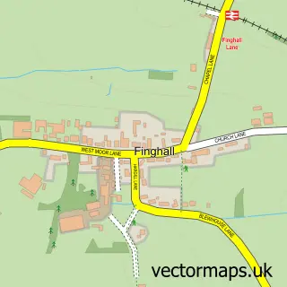 Street map sample of Finghall, North Yorkshire