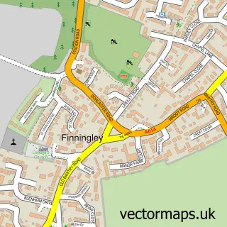 Street map sample of Finningley, South Yorkshire