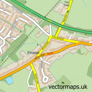 Street map sample of Finstall, Worcestershire