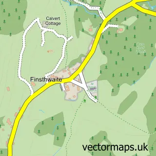 Street map sample of Finsthwaite, Cumbria