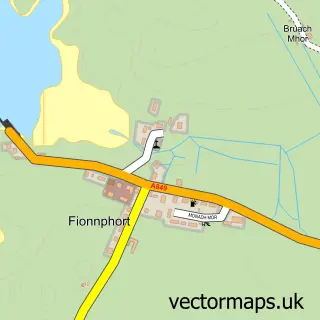 Street map sample of Fionnphort, Argyll and Bute