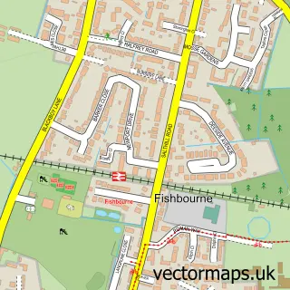 Street map sample of Fishbourne, West Sussex