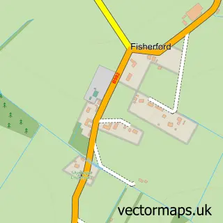 Street map sample of Fisherford, Aberdeenshire