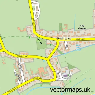 Street map sample of Fishlake, South Yorkshire