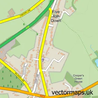 Street map sample of Five Ash Down, East Sussex