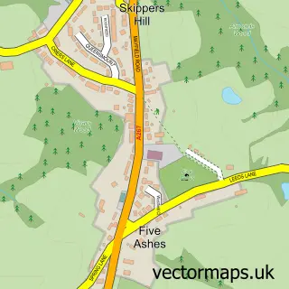 Street map sample of Five Ashes, East Sussex