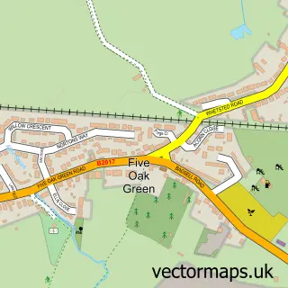 Street map sample of Five Oak Green, Kent