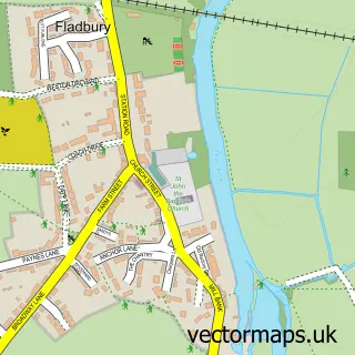 Street map sample of Fladbury, Worcestershire