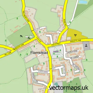 Street map sample of Flamstead, Hertfordshire