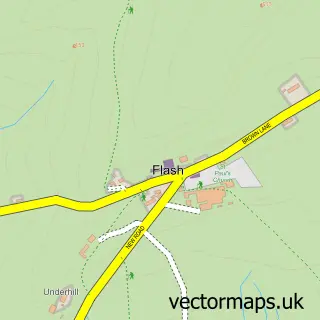 Street map sample of Flash, Staffordshire