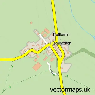 Street map sample of Flemingston, South Glamorgan