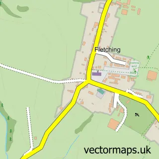 Street map sample of Fletching, East Sussex