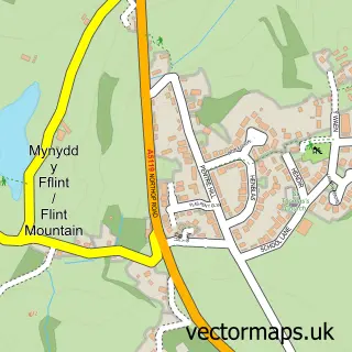 Street map sample of Flint Mountain, Clwyd