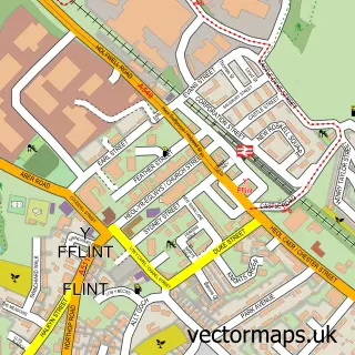 Street map sample of Flint, Clwyd
