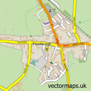 Street map sample of Flookburgh, Cumbria
