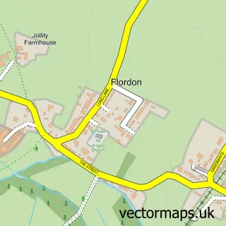 Street map sample of Flordon, Norfolk