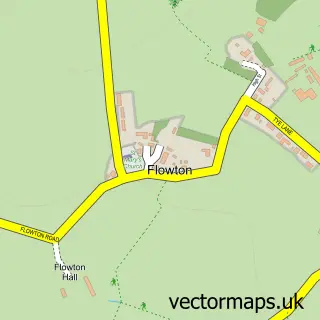 Street map sample of Flowton, Suffolk