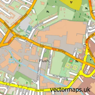 Street map sample of Flush, West Yorkshire