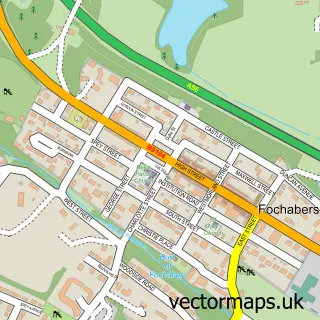 Street map sample of Fochabers, Moray