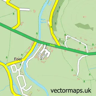 Street map sample of Foel, Powys