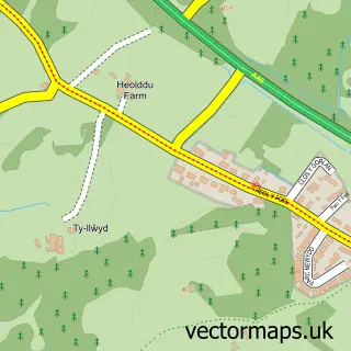Street map sample of Foelgastell, Dyfed