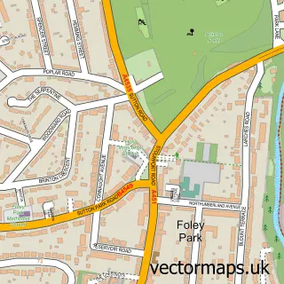 Street map sample of Foley Park, Worcestershire