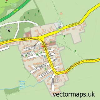 Street map sample of Follifoot, North Yorkshire