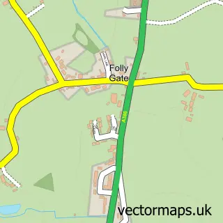 Street map sample of Folly Gate, Devon