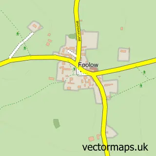 Street map sample of Foolow, Derbyshire