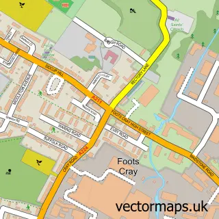 Street map sample of Foots Cray, Greater London