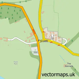Street map sample of Forcett, North Yorkshire