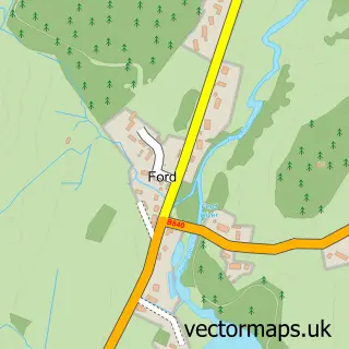 Street map sample of Ford, Argyll and Bute