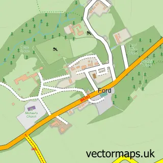 Street map sample of Ford, Northumberland
