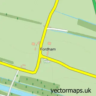 Street map sample of Fordham, Norfolk