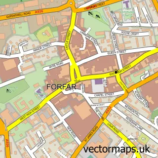 Street map sample of Forfar, Angus