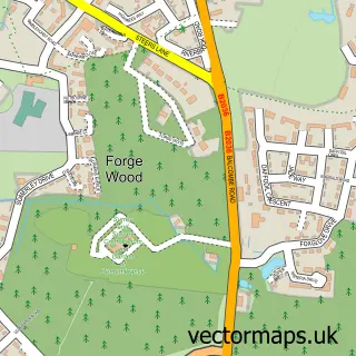 Street map sample of Forge Wood, West Sussex